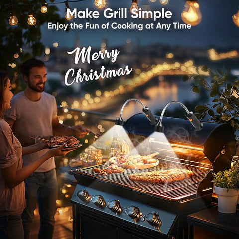 Magnetic LED Grill Light For Outdoor Barbecues And Smoker Accessories, Bright Hands Free BBQ Illumination, 2 Pack lighting food.