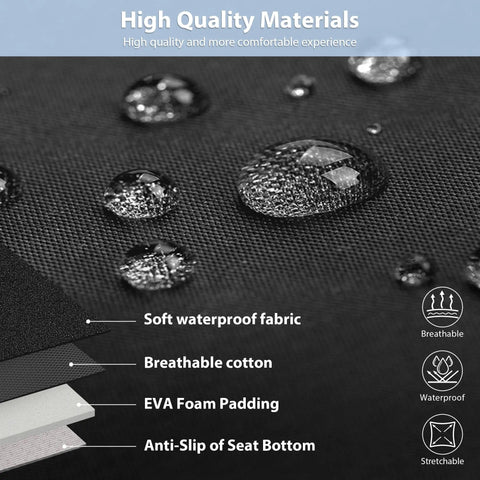 Waterproof Neoprene Front Seat Covers With Separate Headrest Cover, fabric detail with water droplets highlighting material quality