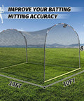 Heavy Duty Batting Cage Net With Steel Frame, 13 Feet Long, 10 Feet Wide, And 8 Feet High, setup outdoors