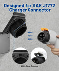 Kickass Ev Charger Holder For Sae J1772 Wall Mount Quick Install Space Saving Cable Hanger With Sweet Downward Angle Design showing connector with snap groove.