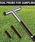 12 Inch Stainless Steel Soil Sampler Probe With T Style Handle For Deep Soil Sampling In Lawn Garden Farm And Plant Care Pro Grade Tool For Moisture And Nutrient Check showing soil core samples on grass.