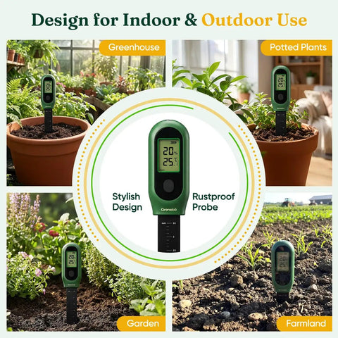 3-In-1 Digital Plant Care Meter with soil moisture, temperature, sunlight sensor in greenhouse, garden, farmland, potted plants