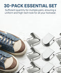 30 Pack No Tie Shoelace Clips For Sneakers, Easy On Easy Off Buckles With Secure Lock, No Tie Ends, Self Lacing Look For Men And Women, Super For Sports Outdoor Travel Built For Everyday Use silver metal clips on sneakers