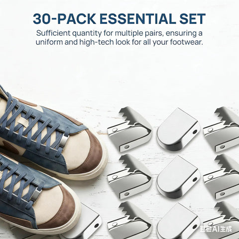 30 Pack No Tie Shoelace Clips For Sneakers, Easy On Easy Off Buckles With Secure Lock, No Tie Ends, Self Lacing Look For Men And Women, Super For Sports Outdoor Travel Built For Everyday Use silver metal clips on sneakers