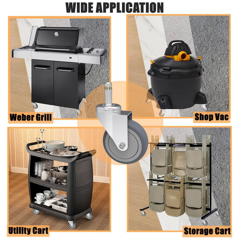 Applications of Swivel Stem Caster Set Four Inch Wheel With Seven Sixteenth Inch Stem Diameter Heavy Duty 200 Lb Load