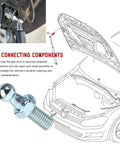 Diagram showing 4 Pack Heavy Duty 10 Mm Ball Stud With Nuts For Gas Spring Strut Fittings on a car hood