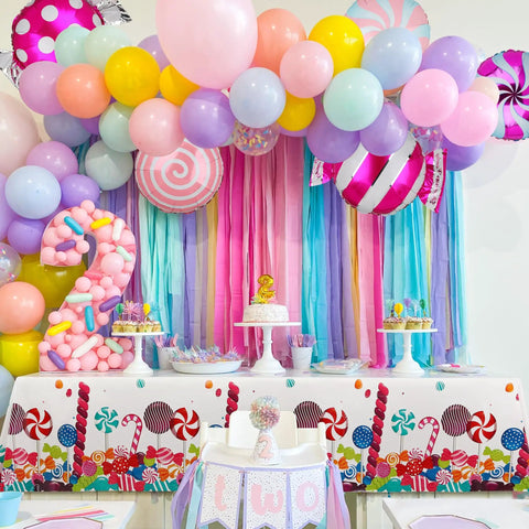 Candy Theme Balloon Set 12 Pcs Mylar Foil Balloons Colorful Candy Circle Round Balloons For Birthday Party Decor Reusable Helium Balloons Photo Backdrop Props Vibe For Daughters Celebration.