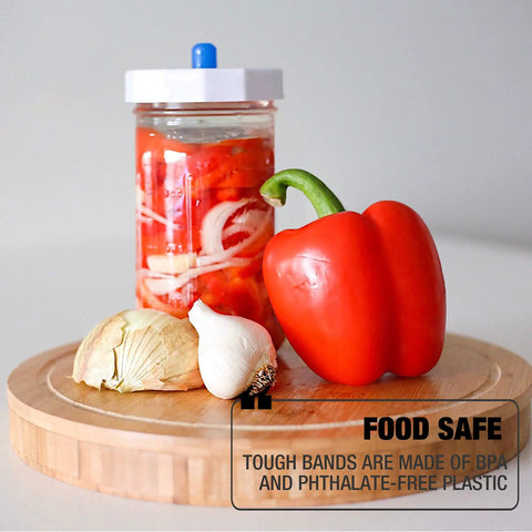 Rugged Plastic Mason Jar Screw Bands For Regular Mouth Lids Rust Free Replacement Rings Food Safe Hermetic Seal with peppers and onions