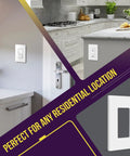 Kid Safe Screwless Decorator Wall Plate for 1 Gang Outlet, Durable Polycarbonate Thermoplastic, White, kitchen setting