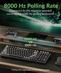 Slick Wireless Mechanical Keyboard With Numeric Keypad Featuring 8000Hz Polling Rate showcased on a gaming desk with a monitor.