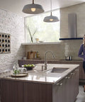 Spot Resist Stainless Modern Deck Mounted Kitchen Soap Dispenser With Above The Sink Refillable Bottle on countertop
