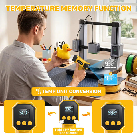 Cordless Mini Heat Gun Hot Air Gun Variable Temperature USB Charge LCD Display 3D Printing Shrink Tubing Crafts