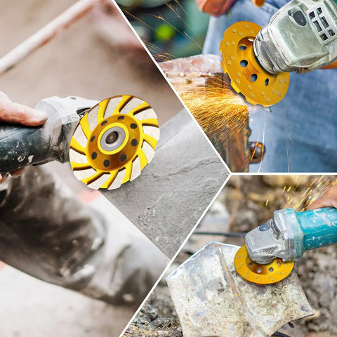 4 Inch Diamond Cup Grinding Wheel Turbo Concrete, 12 Segs, used on angle grinder for professional remodeling and masonry work