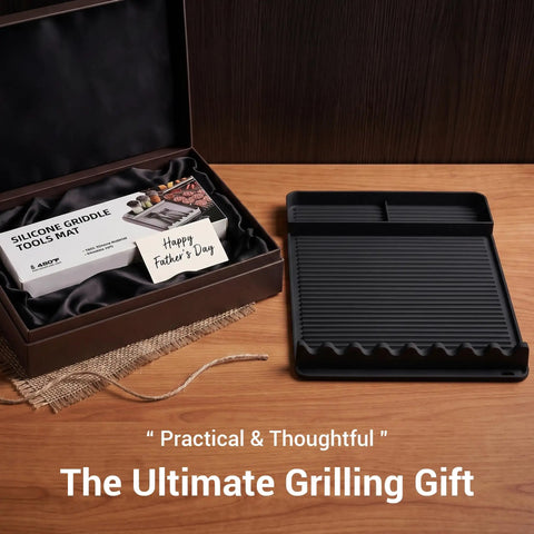 Silicone Grill Mat for Blackstone Griddles and Outdoor Grills, 16 by 11.5 inch, black, heat resistant 450°F, gift set