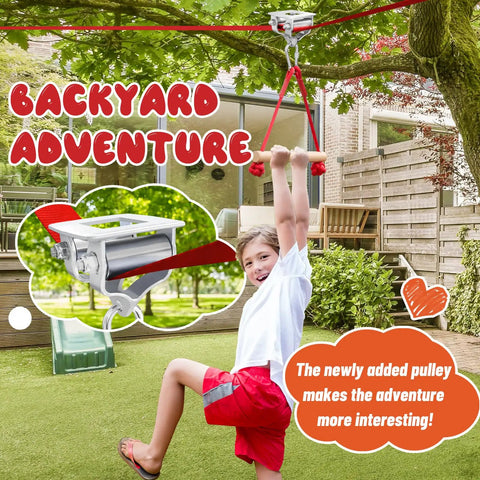 Child using the 60ft Slackline Obstacle Course For Kids With 8 Accessories, Tree Protector And Carry Bag in backyard