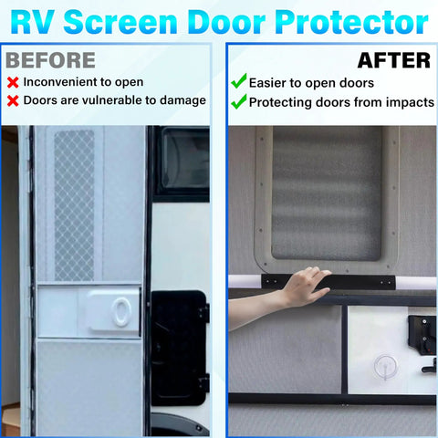 Easy Install RV Screen Door Handle Grab Bar No Fuss Protection For Campers Heavy Duty Aluminum Door Handle With Soft Grip And Adjustable Length For Smooth Entry on RV screen door, black bar