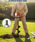 Gas Powered Post Hole Digger With 43cc 2-Stroke Engine, 8 Inch Auger Bit in use on grassy lawn