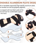 Resting Hand Brace For All Night Use Soft Grip Hand Splint with bendable aluminum plate and foam padding detail.
