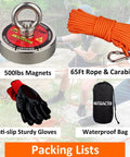 MUTUACTOR magnet fishing kit: heavy-duty neodymium magnet with 65 ft orange rope, carabiner, gloves and waterproof bag