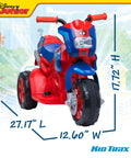 Front view of 6V Spiderman Tot Ride On Trike From Disney Junior Red And Blue Marvel Kids Bike For Ages 18 36 Months