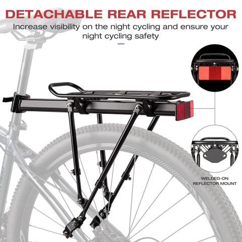 Rear Bike Rack For Touring And Everyday Rides Universal Seat Post Mount Cargo Carrier with Detachable Reflector