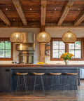 Awesome Hand Woven Rattan Pendant Light With 13.7 Inch Round Basket Shade Boho Style Hanging Lamp for Kitchen Island