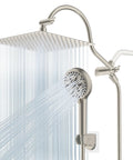 12 Inch All Metal Shower Head System With CUPC Certified High Pressure Rainfall, Handheld Showerhead With 10 Settings, Brushed Nickel