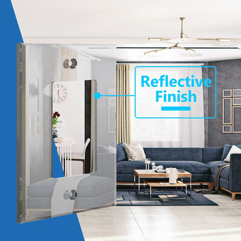 Mirrored Light Switch And Outlet Cover With Plexiglass 1-Gang Oversized 5.25 By 3.44 Inches, Acrylic Mirror Glass Silver Finish, Reflective Wall Decor For Home Or Office, Heat And Impact Resistant, 1 Pack
