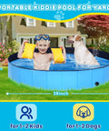 Foldable Dog Pool 39 Inch Collapsible Backyard Bath Tub For Dogs And Kids Portable Hard Plastic Base Easy To Fold And Carry