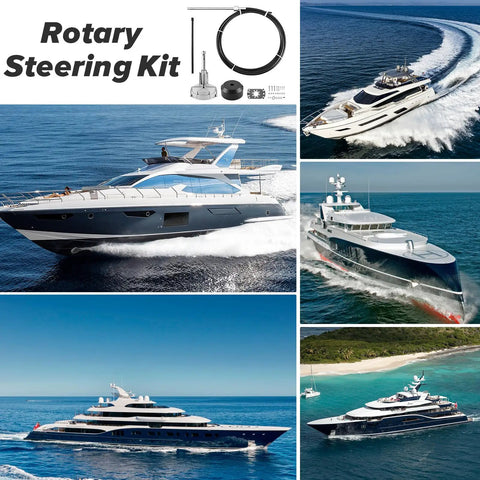 Pro Grade Boat Steering Kit With 14 Ft Steering Cable For Outboard Motors Standard Tapered Shaft in use on yachts