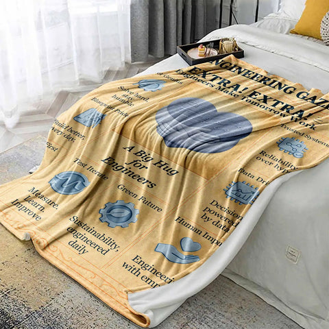 Dope Appreciation Blanket For Engineers 60x50 Flannel Throw With Retro Newspaper Blueprint And Circuit Heart Design Ultra Cozy STEM Gift