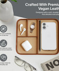 Snap Up This Dope Sand Brown Leather Valet EDC Tray to Sort Your Daily Essentials Watch and Change While Keeping Your Desk or Nightstand Clutter Free and Looking Fresh in Medium Size with compartments for accessories.