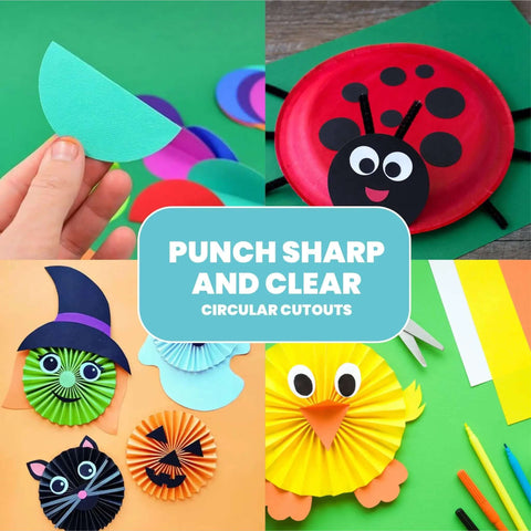 Various crafts using Five Circle Paper Punch Set For Scrapbooking And Card Making Ergonomic Spring Action Puncher For Effortless Crafting