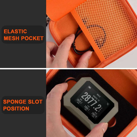 Heavy Duty Bad Boy Hard Case For Garmin Xero C1 Pro And Xero C2 Chronograph In Bright Orange with elastic mesh pocket and sponge slot.
