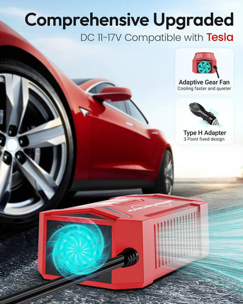 300W Pure Sine Wave Power Inverter For Road Trips, DC To AC 12V Converter with adaptive fan, designed for Tesla use.