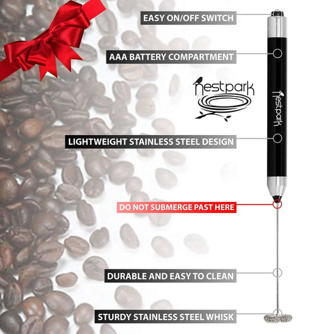 Badass Little Cordless Handheld Stick Blender Blends Bulletproof Keto Coffee Protein Shakes And Creamers Straight Up Smooth Zero Clumps Guaranteed Wireless Power Mixer with stainless steel whisk.
