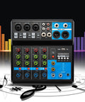 Five Channel Mini DJ Mixer With Bluetooth USB Interface Two XLR Mic Inputs MP3 Player 48V Phantom Power For Karaoke Live Streaming And Studio Recording Rugged Metal Build