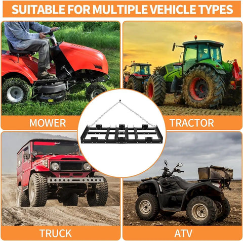 Drag Harrow Driveway Grader Landscape Power Rake With 16 Ft Heavy Duty Chain suitable for ATV, UTV, tractor, mower setup