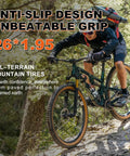 Mountain biker using 2-Pack 26 Inch Mountain Bike Tires And Tubes Set, 26x1.95 Folding Replacement Tires For Mountain Bikes, Puncture-Resistant