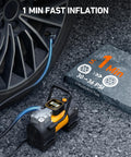 Portable Tire Inflator Air Compressor For Car And Bike 12V DC Digital Gauge Up To 150 PSI with tire and digital display.