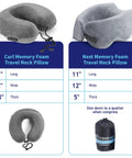 Nest Neck Support Pillow For Travel Memory Foam Travel Pillow For Long Flights Compact Washable Attaches To Luggage in gray