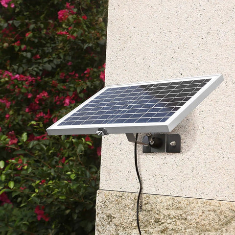 Mounted panel of 10W 12V Solar Battery Charger Maintainer With Built In MPPT Controller Waterproof Solar Panel Kit For Cars Boats Marine RVs And Trailers Plug And Play Adjustable Mount Bracket High Efficiency Peak Conversion Ninety Eight Percent
