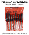 Top Shelf Eight Piece Gunsmith Screwdriver Set With Hollow Ground Tips And Crisp Square Faces Crafted As Solid One Piece Steel in pouch.
