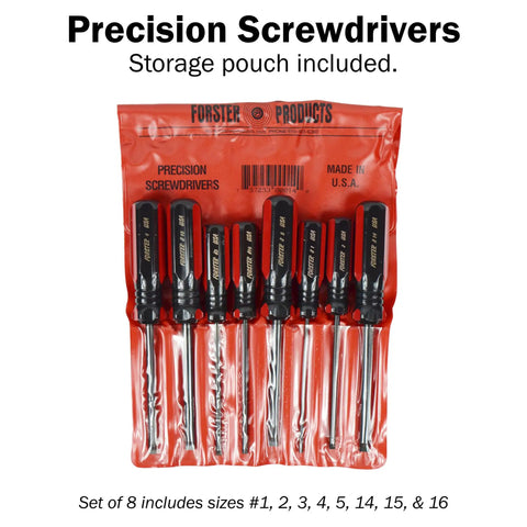 Top Shelf Eight Piece Gunsmith Screwdriver Set With Hollow Ground Tips And Crisp Square Faces Crafted As Solid One Piece Steel in pouch.