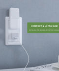 Plug In Night Light With Smart Dusk To Dawn Sensor plugged into wall, compact design, not blocking second outlet, 2 pack