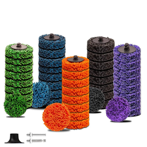 46 Pc 2 Inch Quick Change Strip Discs Multi Color Kit For Paint And Rust Removal On Die Grinder Or Drill With 1 Quarter Inch Roll Lock Holder Surface Prep And Conditioning