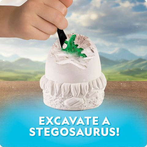 Dinosaur Egg Activity Kit With Fifteen Plus Dino Crafts Paint And Race Pull Back Cars Clay Dino Models Dig Brick Stickers And Learning Guide For Boys And Girls featuring dig brick with stegosaurus