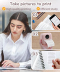 No Sweat Portable Mini Sticker Printer And Slick Inkless Thermal Maker With Effortless Bluetooth Sync For Quick Journaling Labels showing printing process steps.