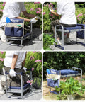 Four images of Foldable Garden Kneeler And Seat 2 In 1 Heavy Duty Bench With 10 Inch Wide Detachable Kneeling Pad Portable Garden Stool