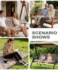 Waterproof Outdoor Swing Cushions For 3 Seater With Backrest, Thickened Bench Cushions With Ties in multiple settings